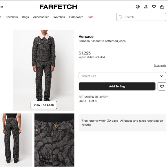 AUTHENTIC new VERSACE 23FW sz 31 Barocco Silhouette patterned jeans - Picture 8 of 10